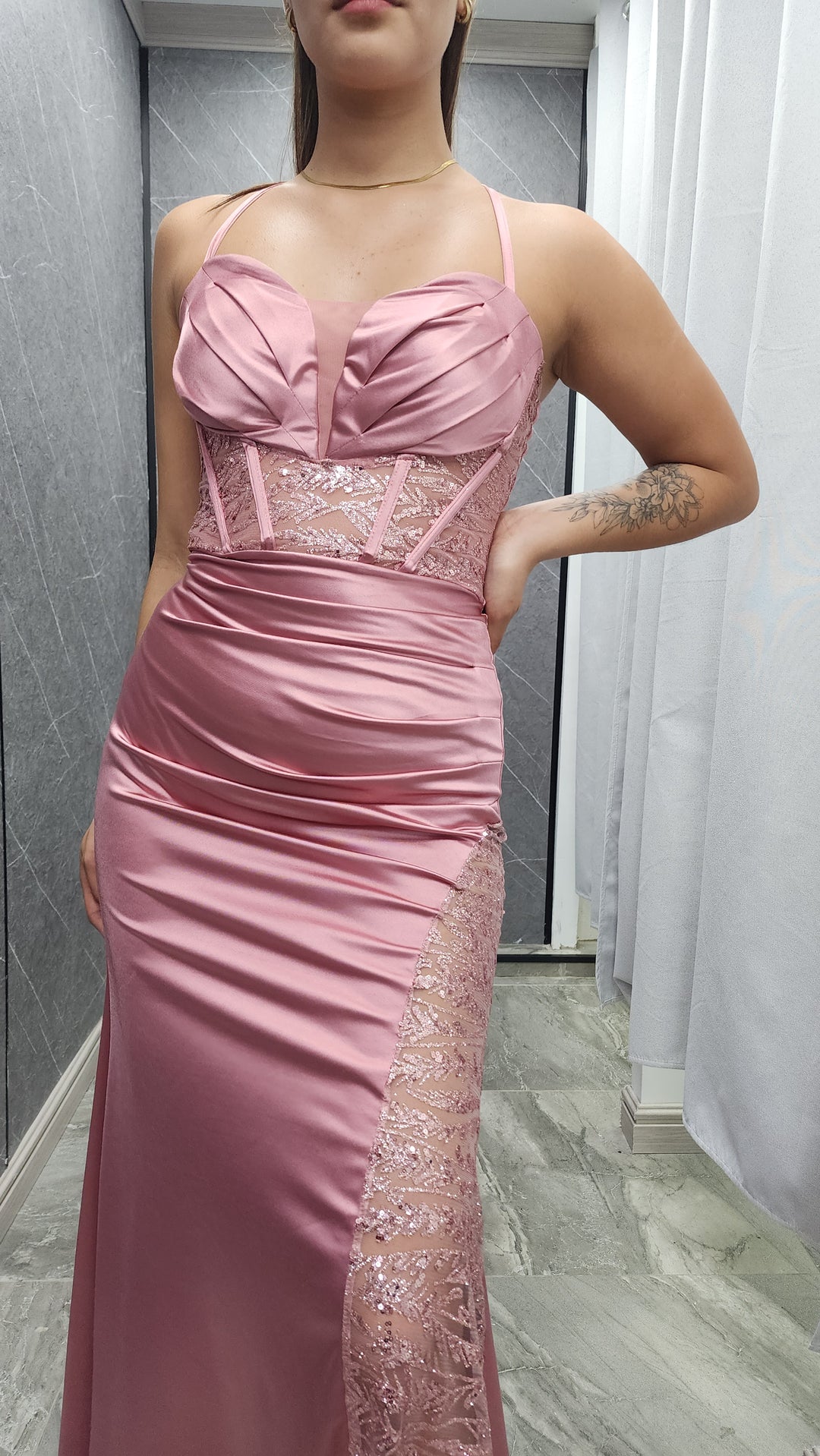 Vestido de Gala Lluvia rosado