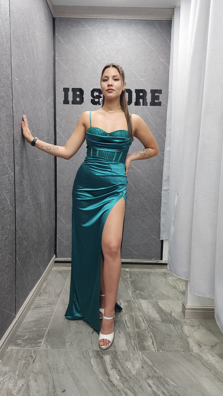 Vestido de Gala Euforia verde esmeralda
