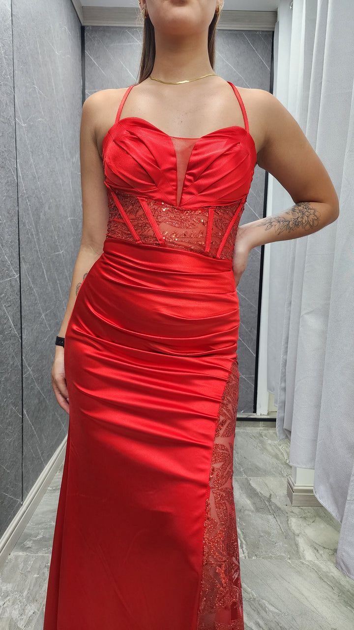 Vestido de Gala Lluvia rojo