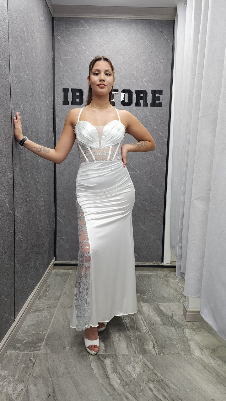 Vestido de Gala Lluvia blanco
