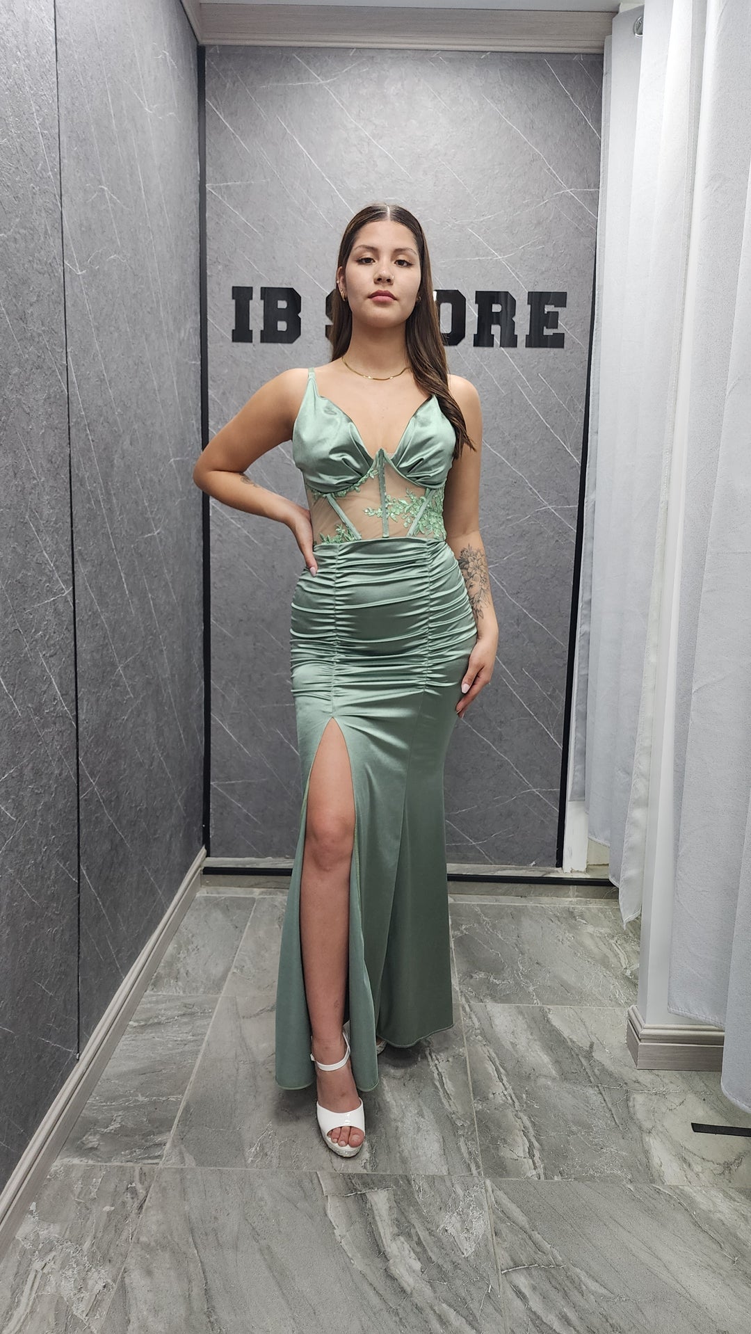 Vestido de gala Zafiro verde agua