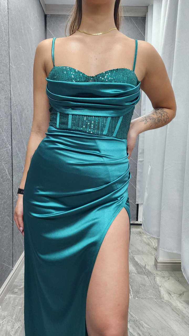 Vestido de Gala Euforia verde esmeralda
