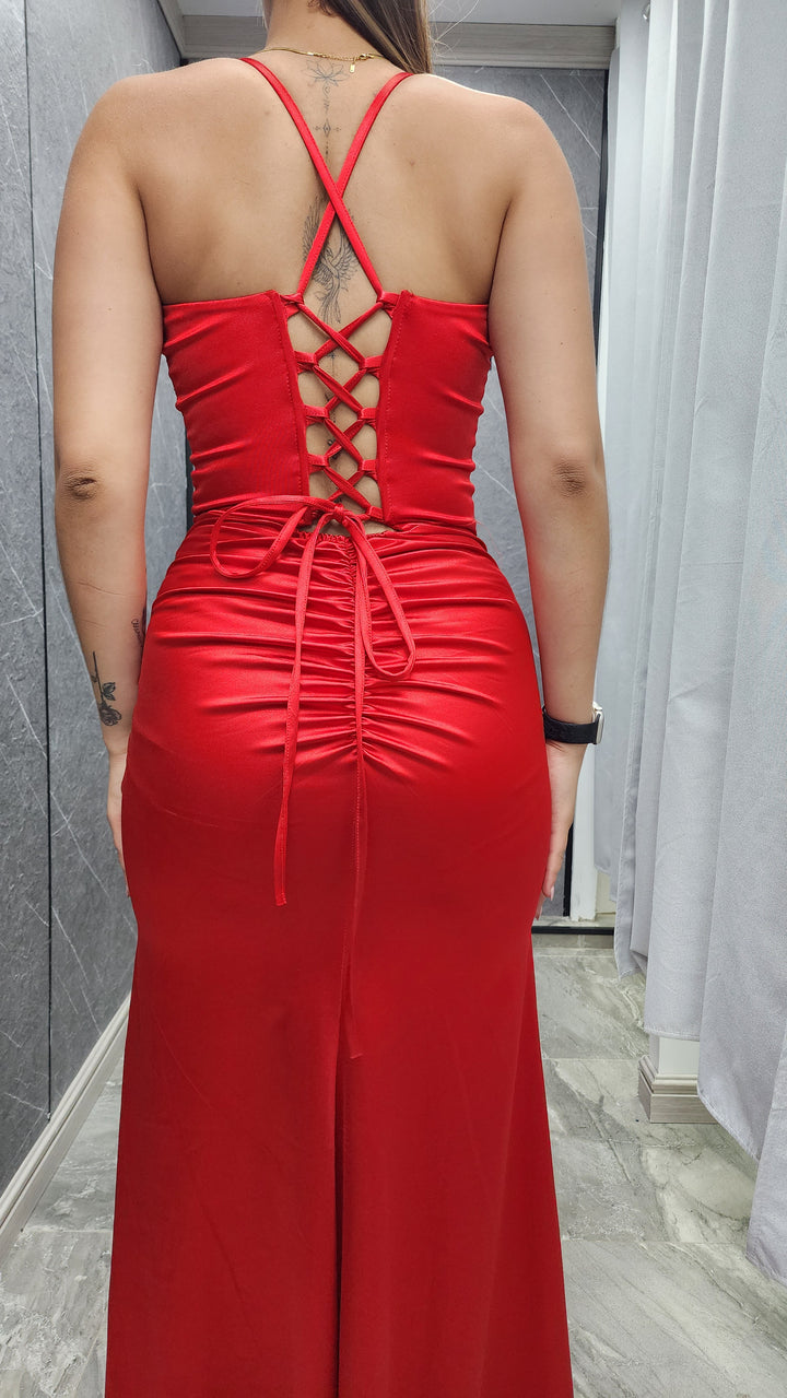 Vestido de Gala Lluvia rojo
