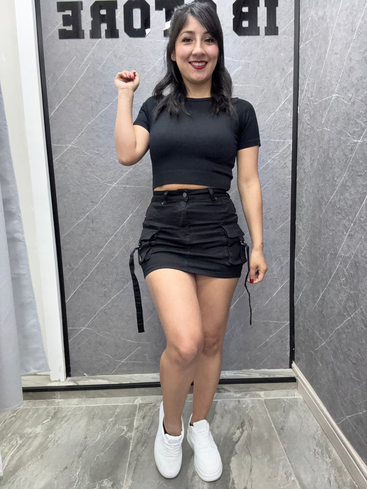 Falda cargo Negra