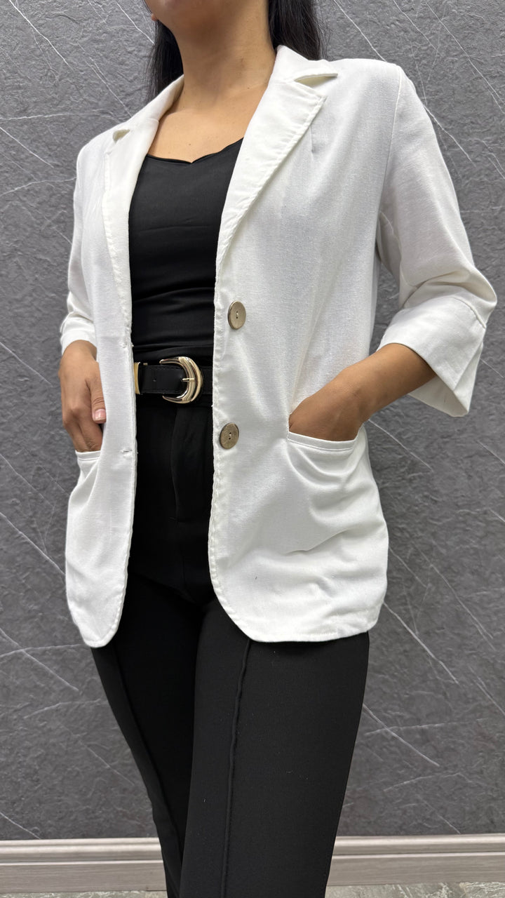 Blazer Lino blanco