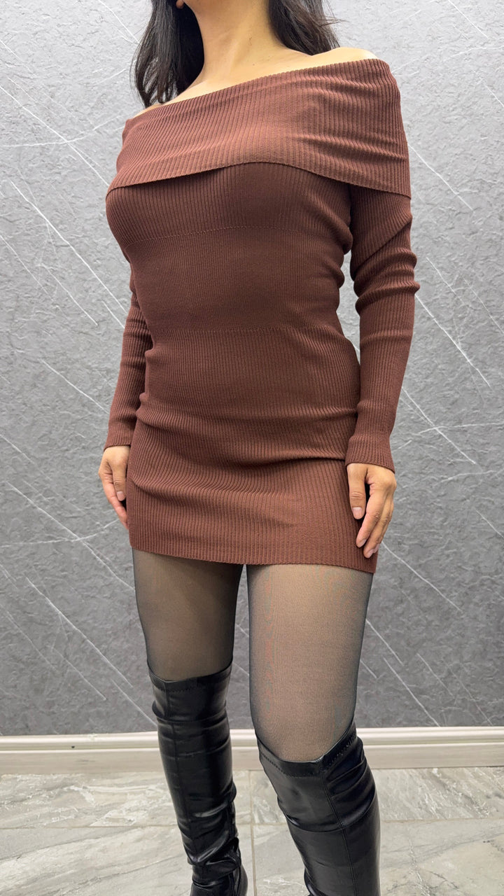 Vestido Bardot Chocolate