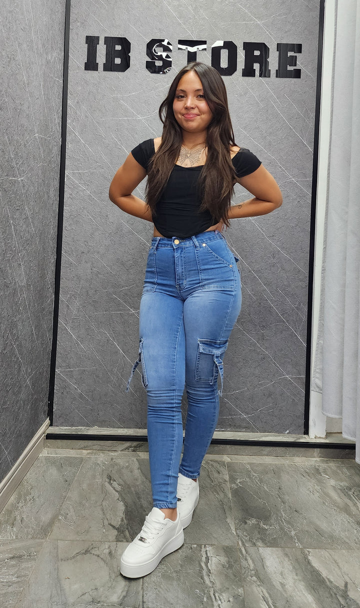 Skinny Cargo Azul (076-1)