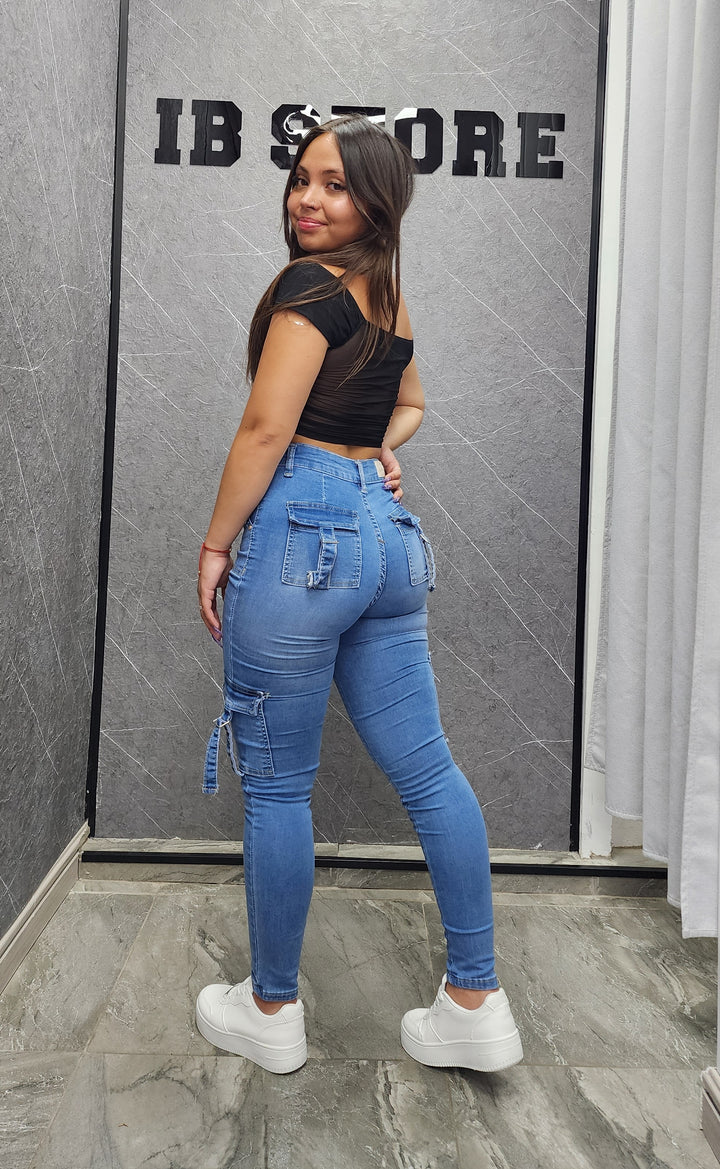Skinny Cargo Azul (076-1)