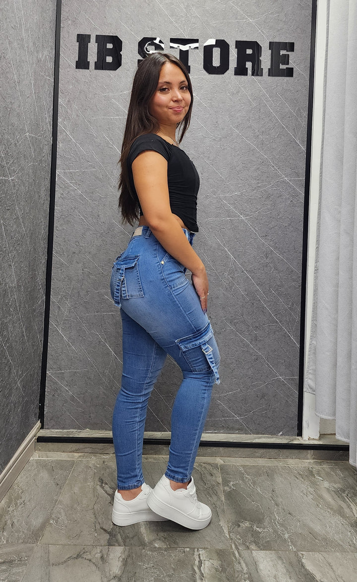 Skinny Cargo Azul (076-1)