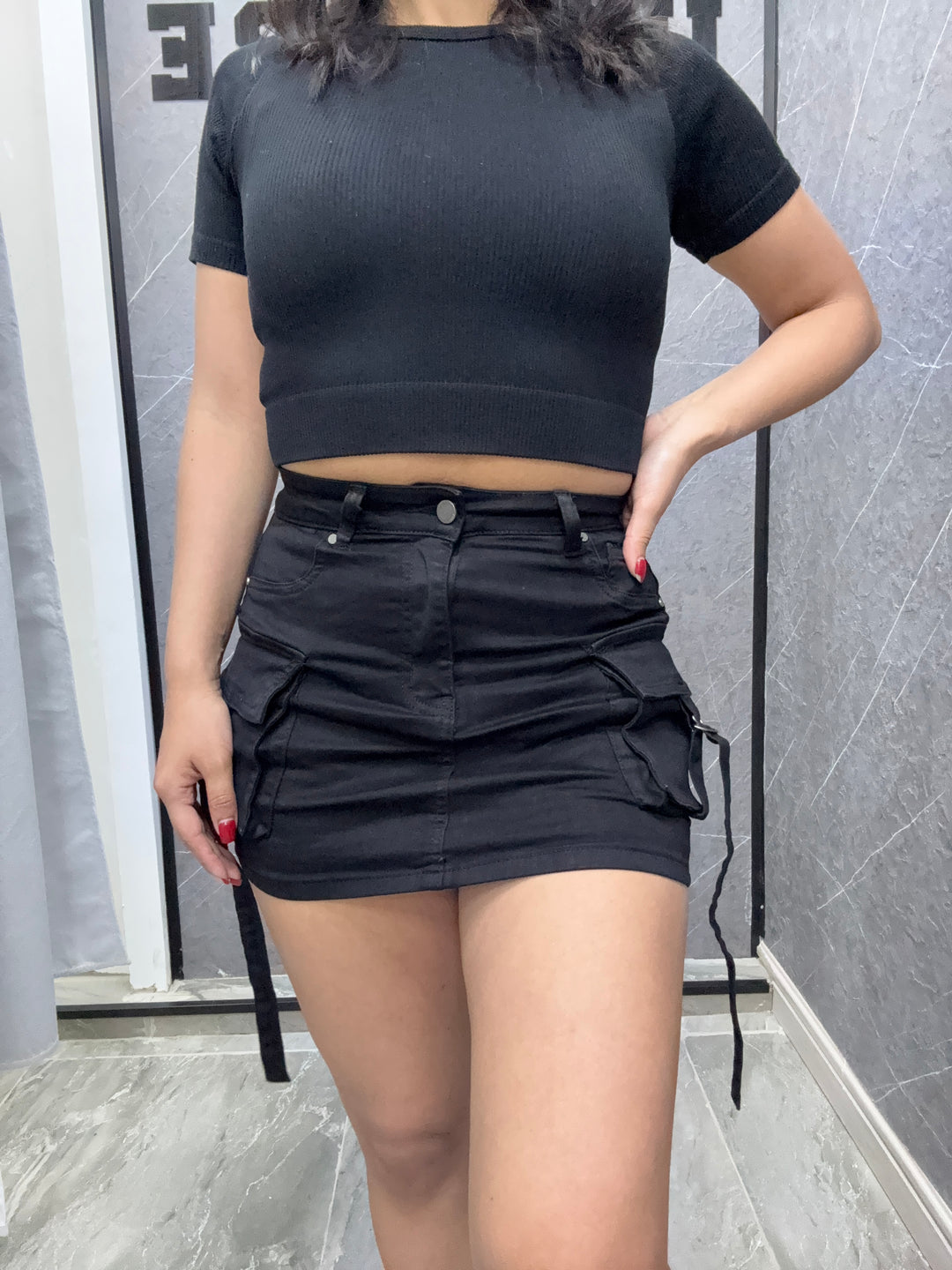 Falda cargo Negra
