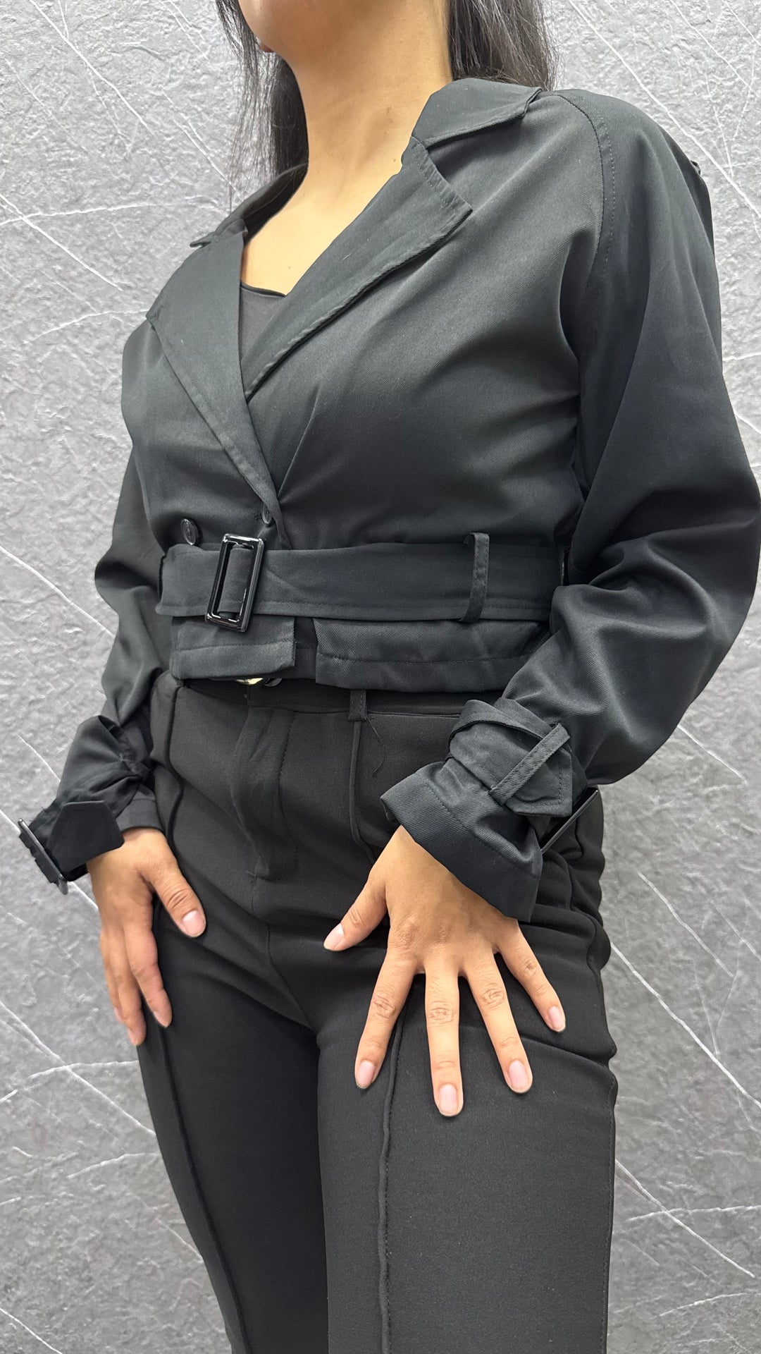 Chaqueta cruzada negra