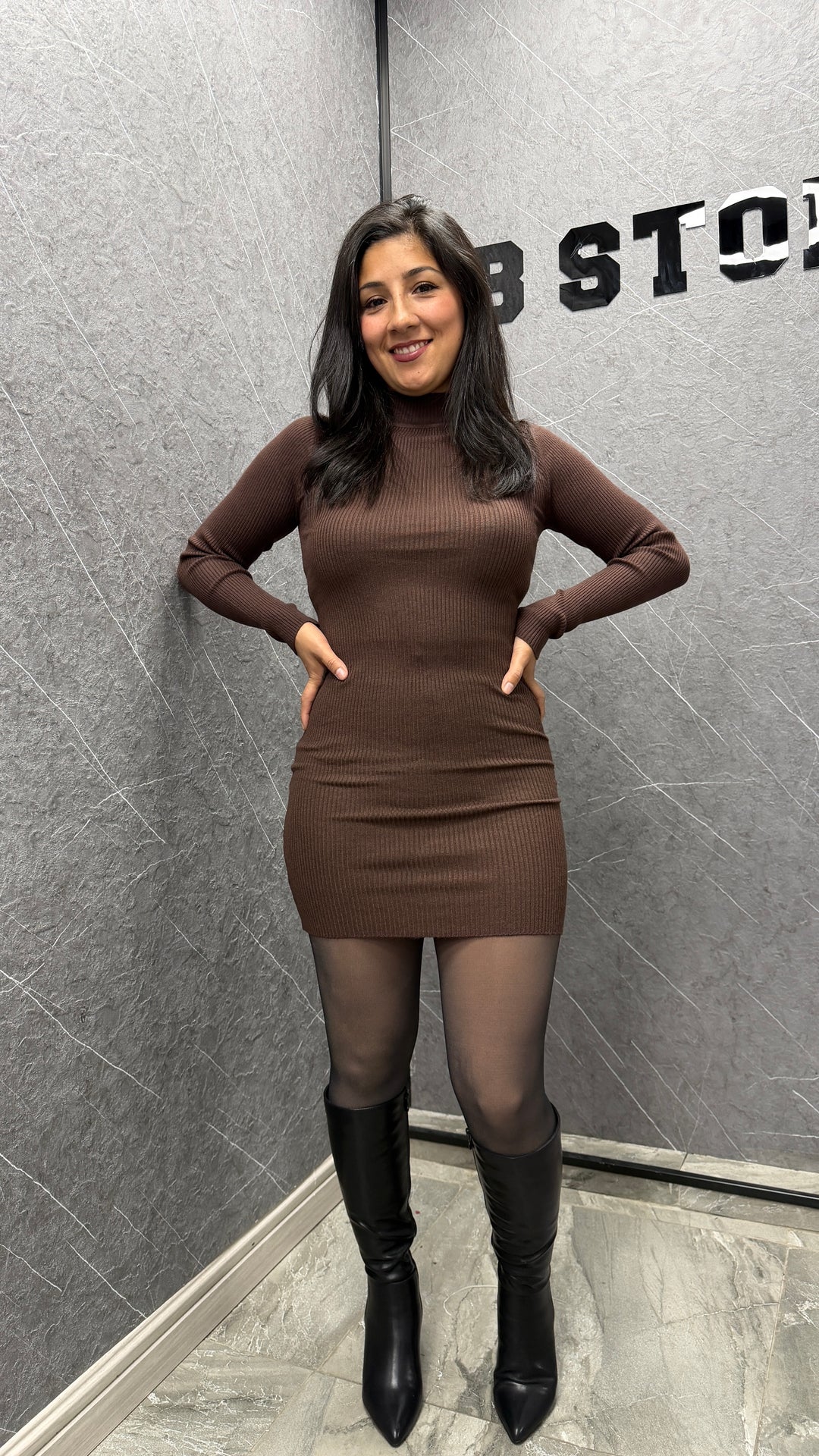 Vestido lanilla Café