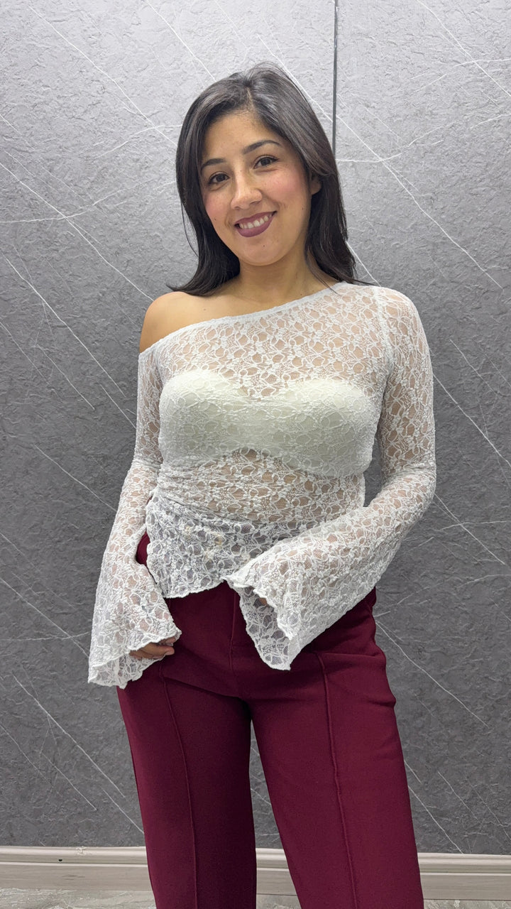 Polera Encaje blanca 479