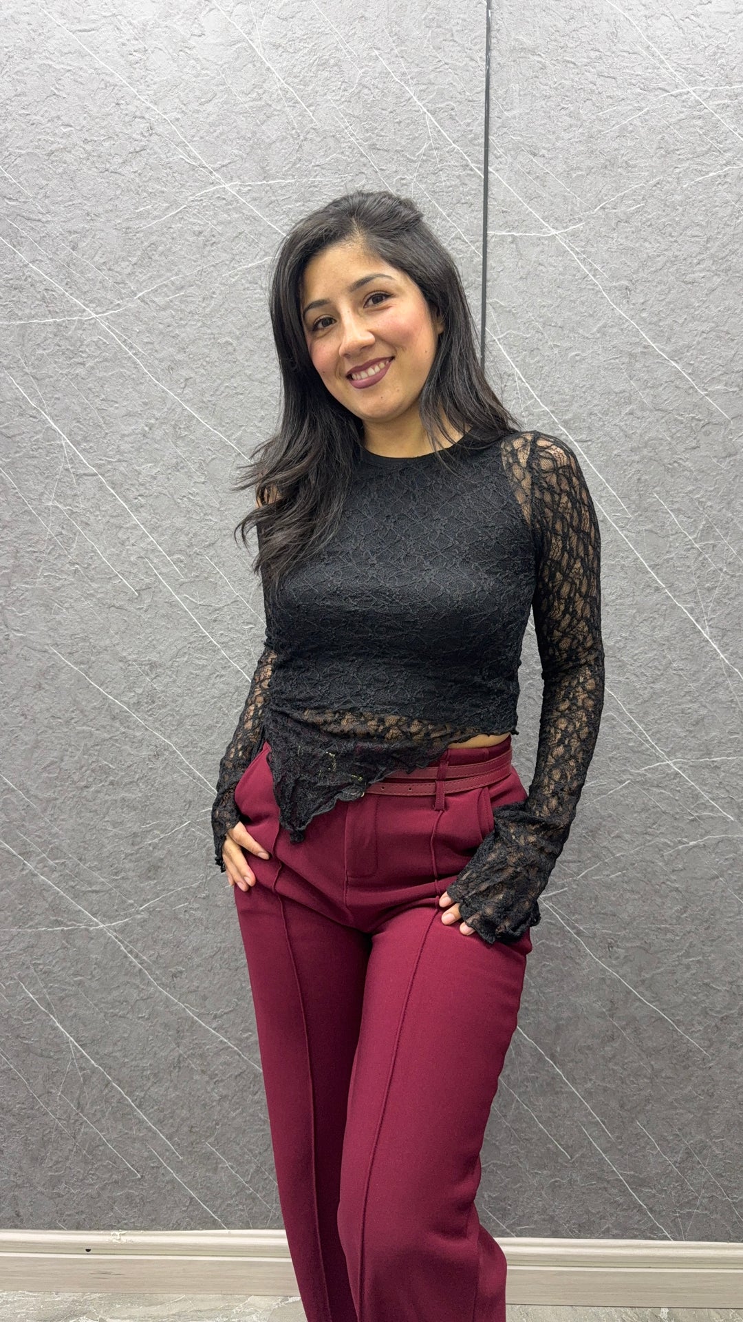 Polera Encaje negra 479