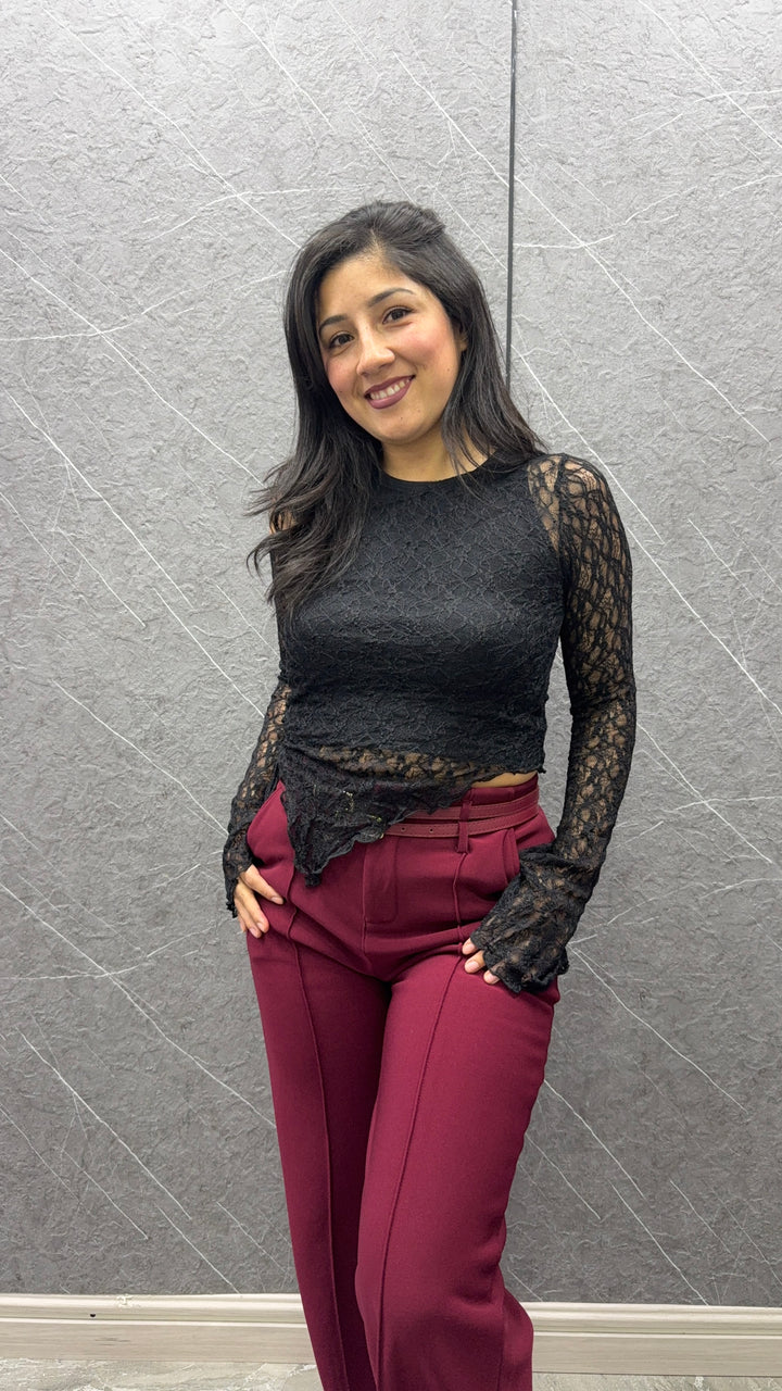 Polera Encaje negra 479