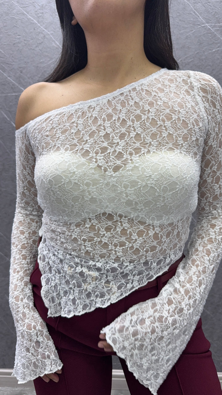 Polera Encaje blanca 479