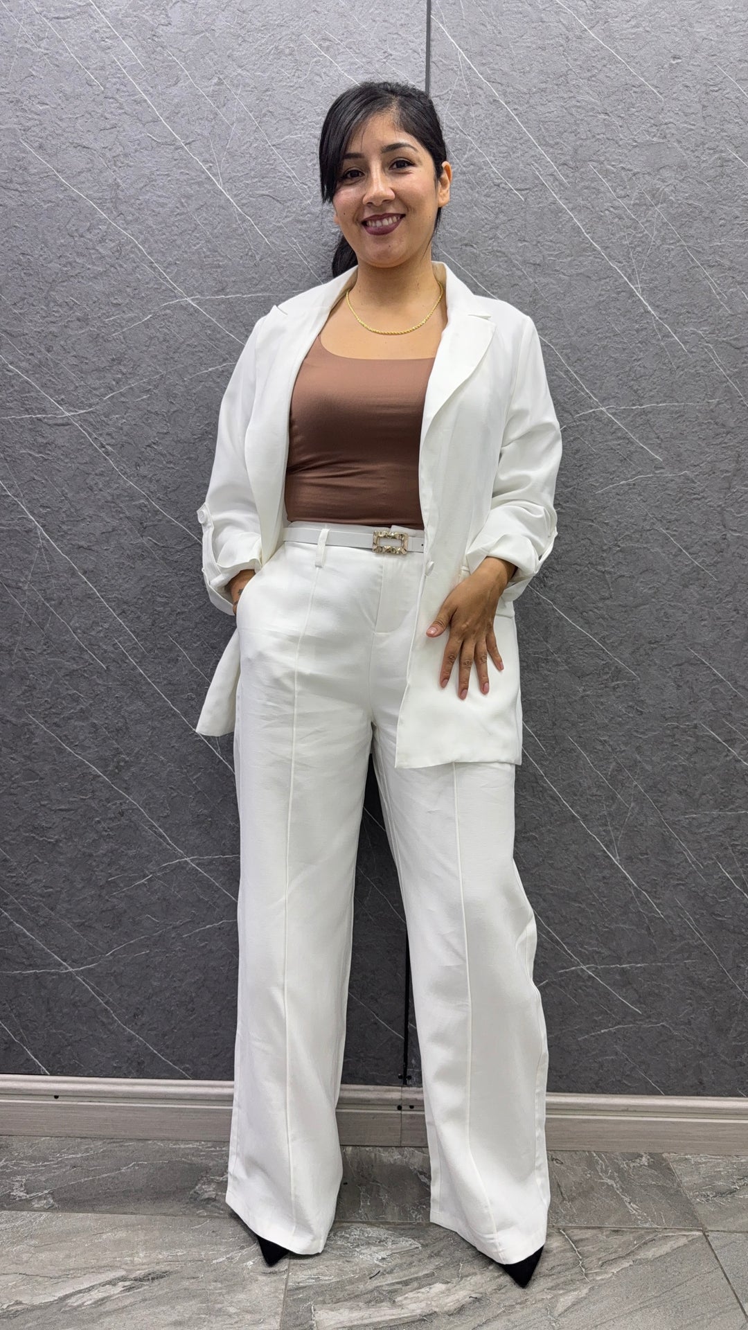 Blazer Lino blanco