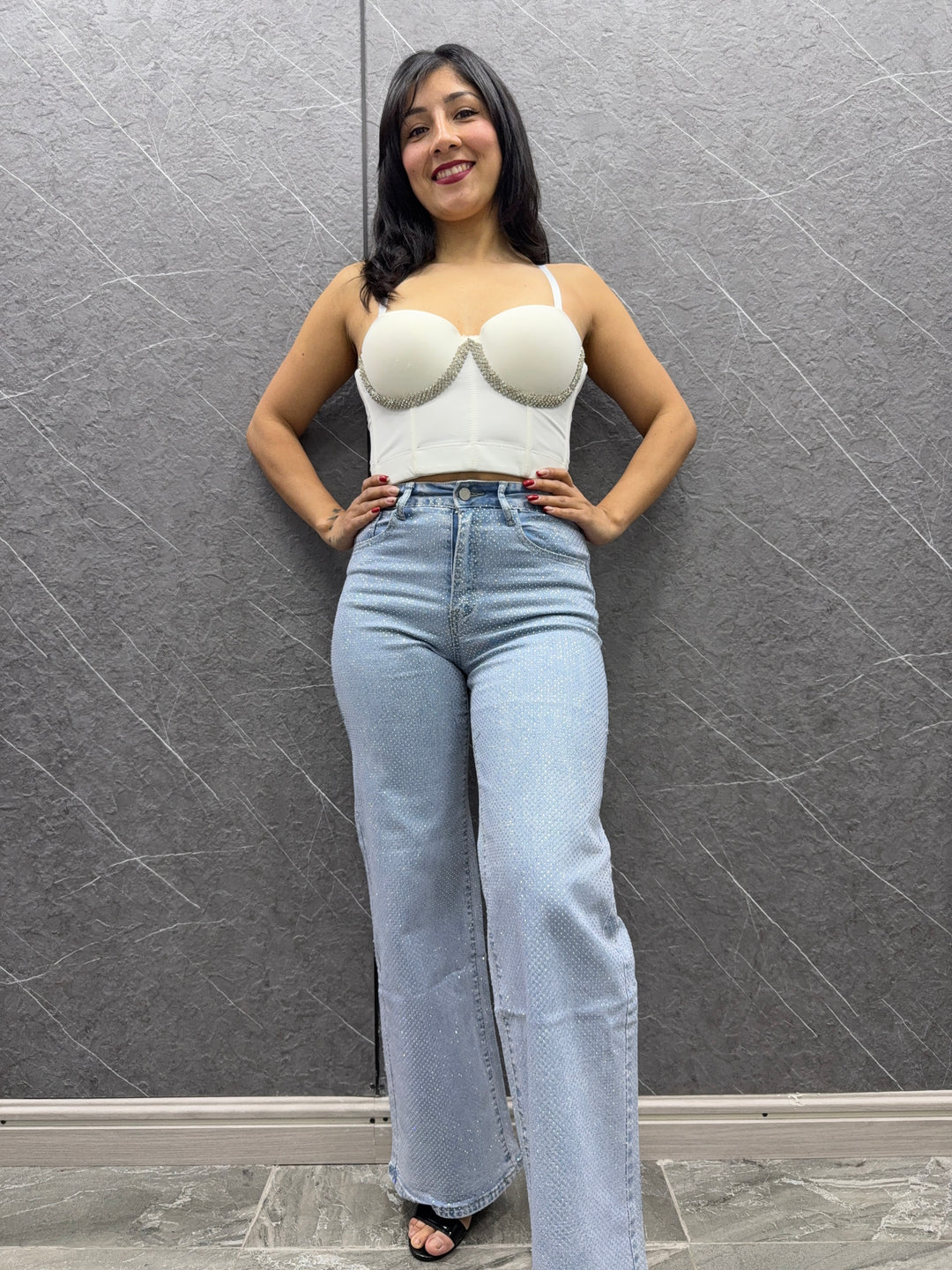 Pantalón Brillantina Celeste