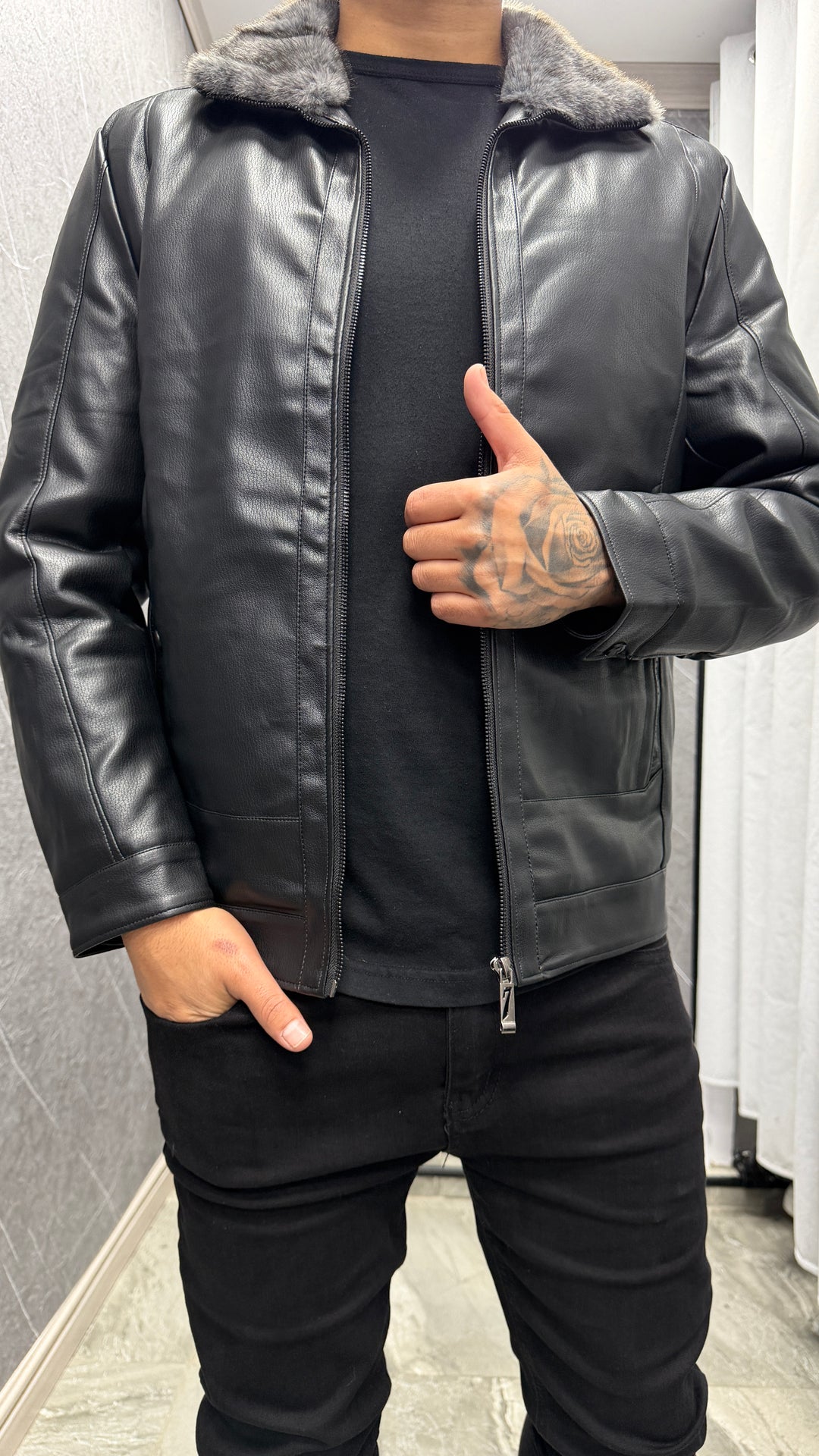 Aviadora eco cuero Luxe negra 911 ibstore