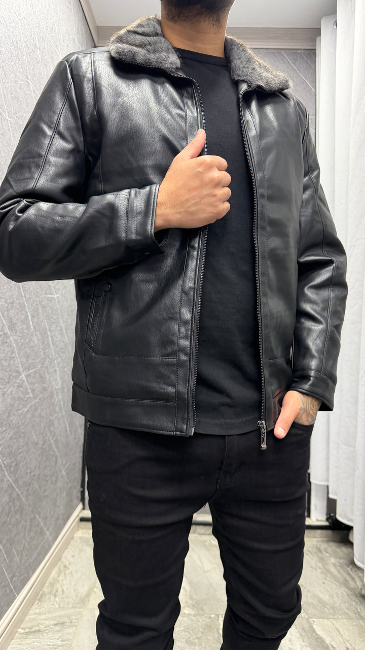 Aviadora eco cuero Luxe negra 911 ibstore