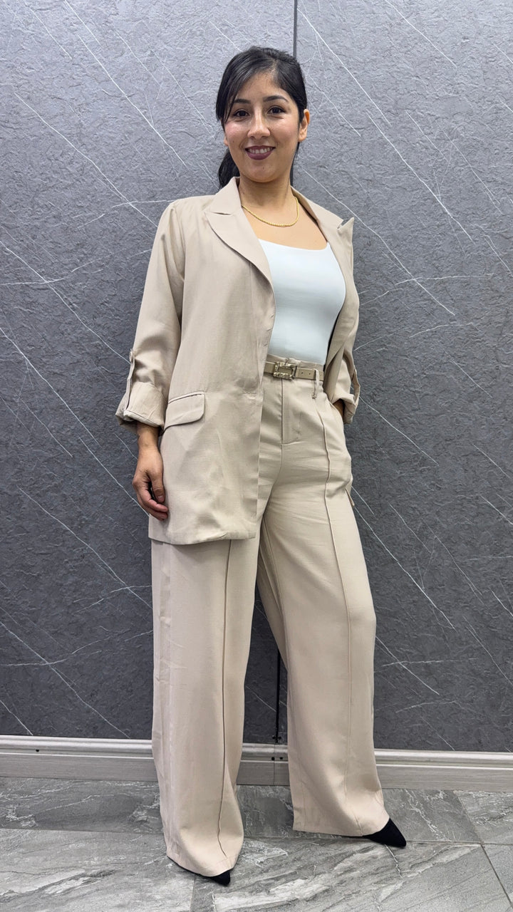 Blazer Lino Beige mujer