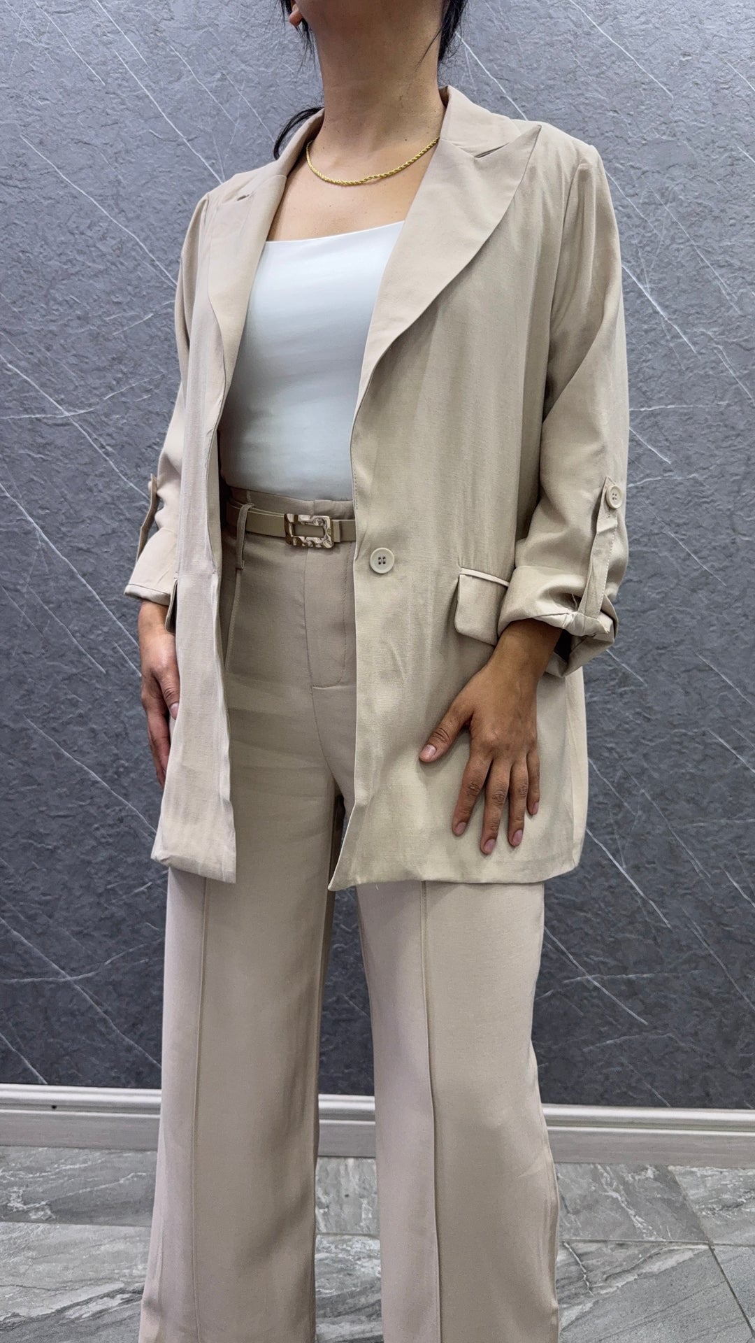 Blazer Lino Beige mujer