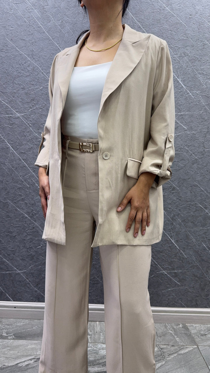 Blazer Lino Beige mujer