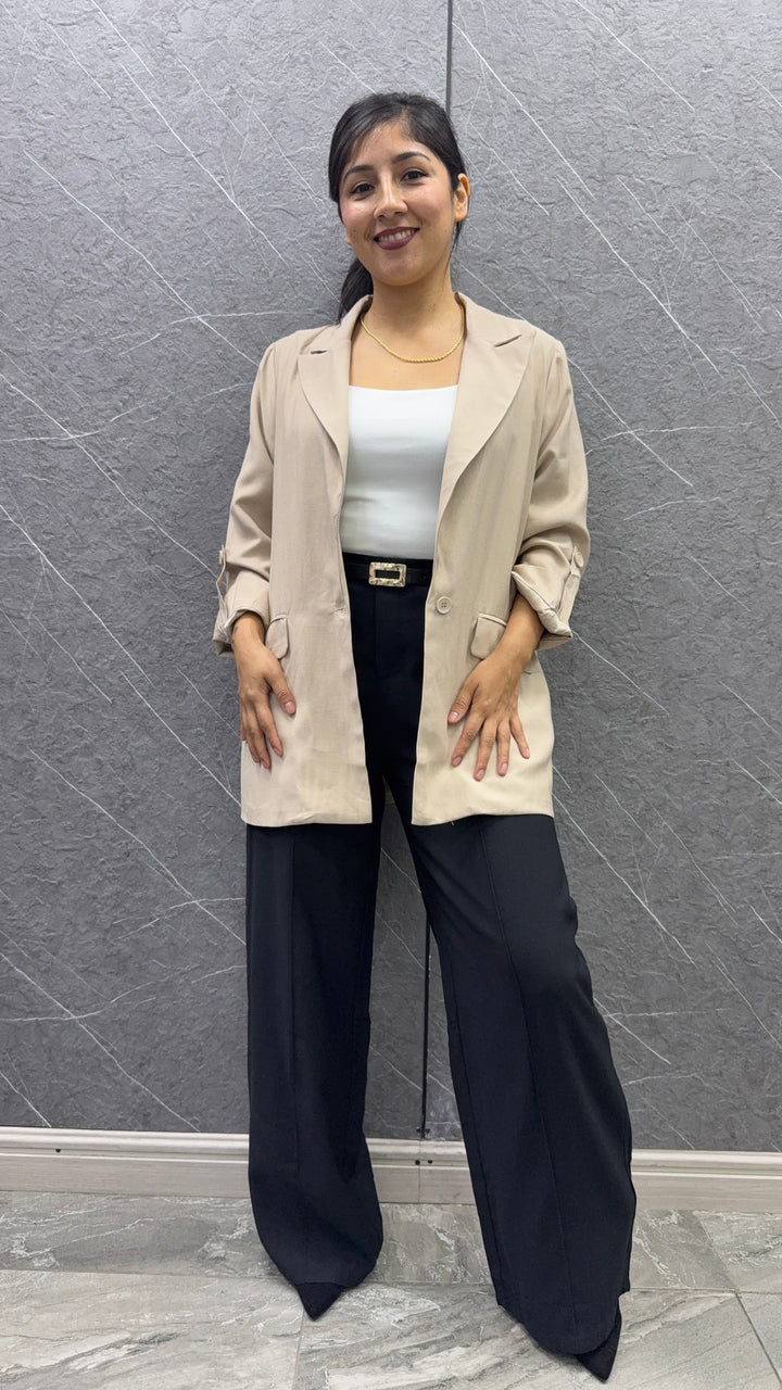 Blazer Lino Beige mujer