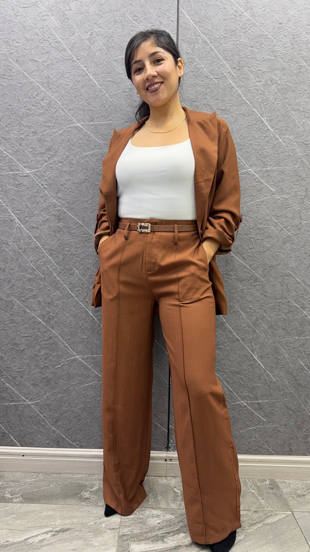 Blazer Lino chocolate mujer