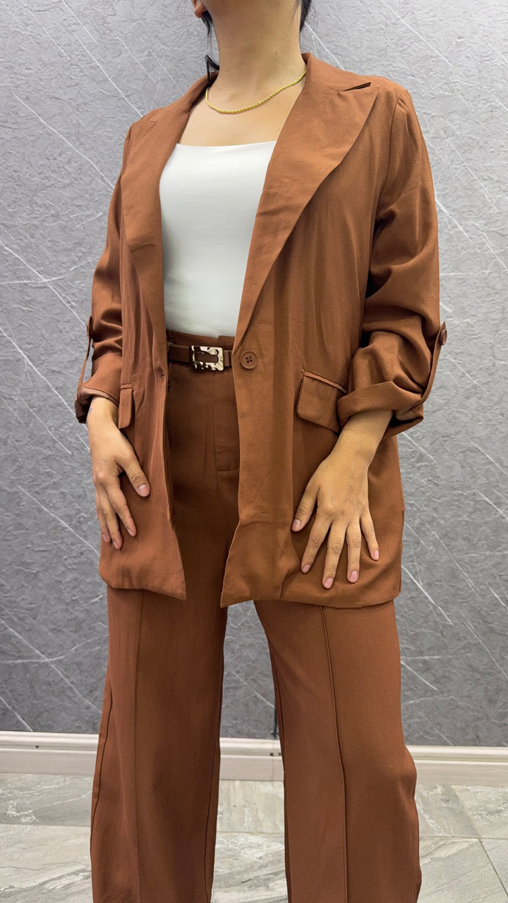 Blazer Lino chocolate mujer
