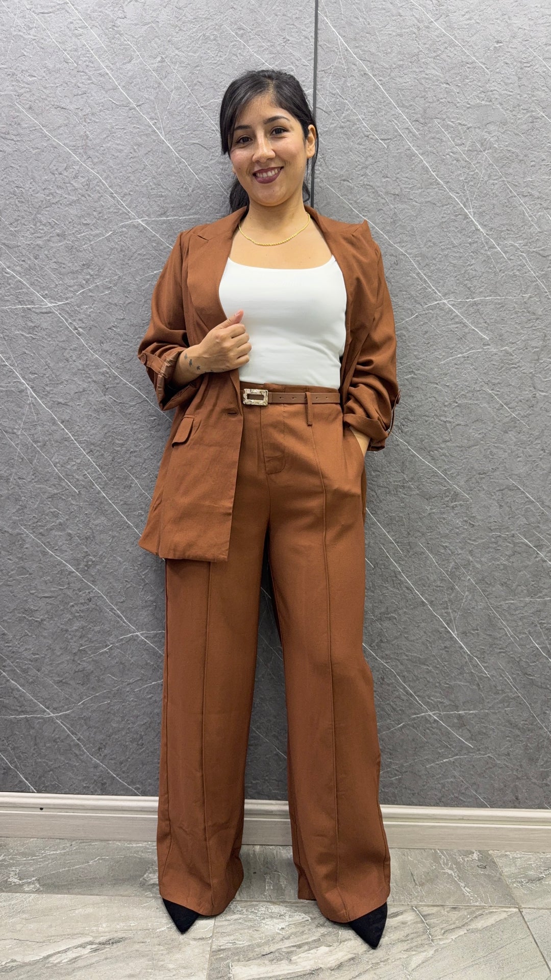 Blazer Lino chocolate mujer