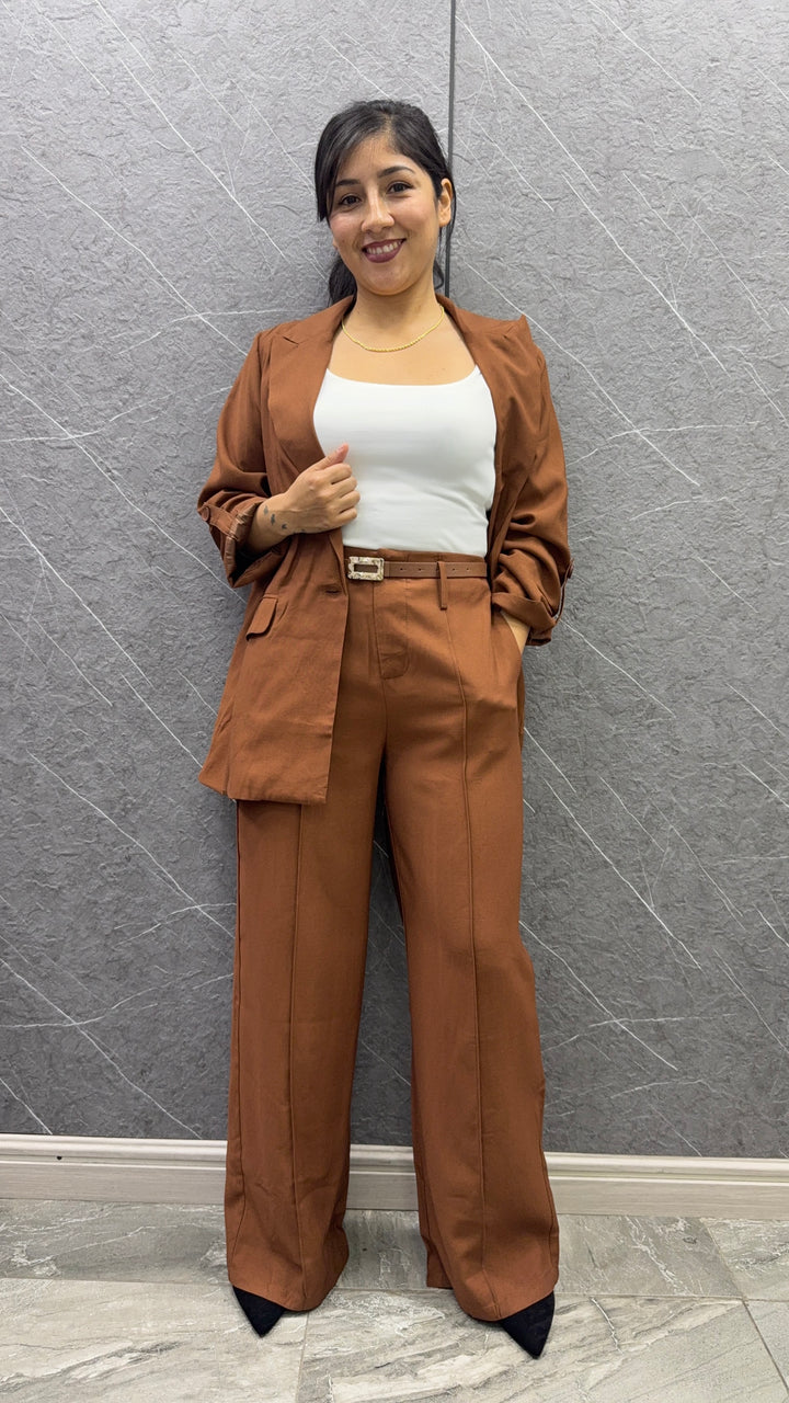 Blazer Lino chocolate mujer
