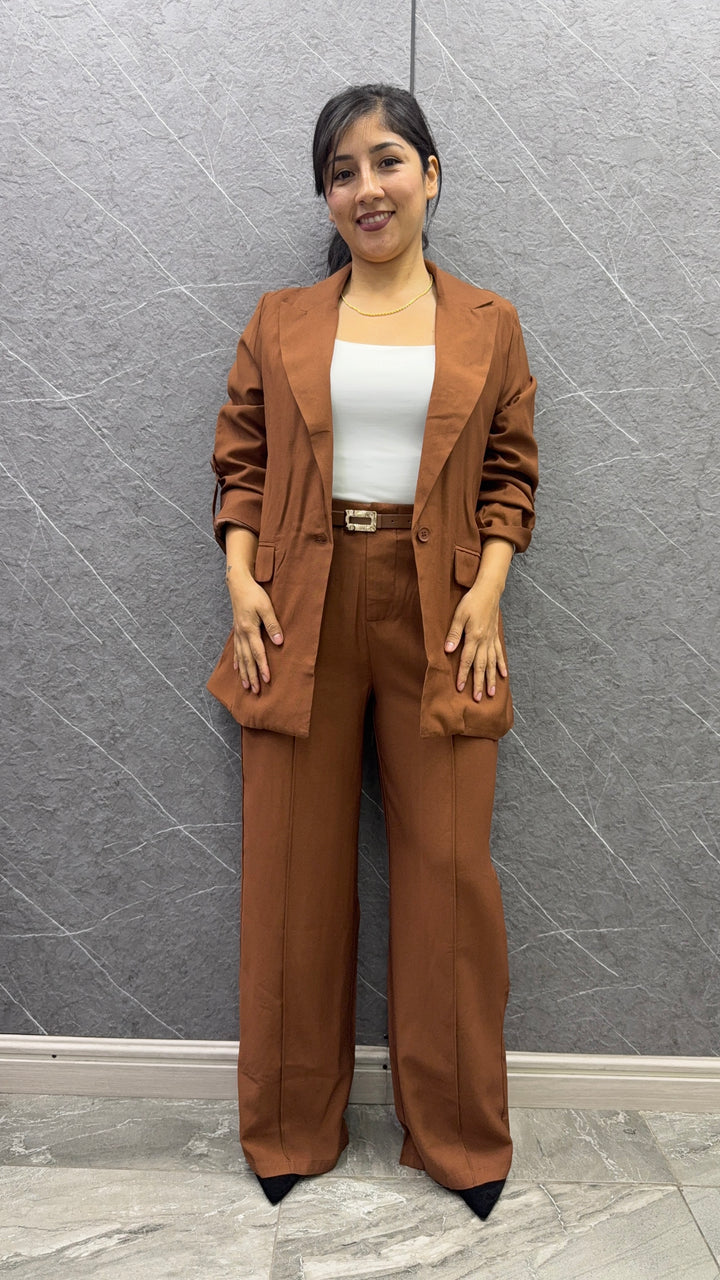 Blazer Lino chocolate mujer
