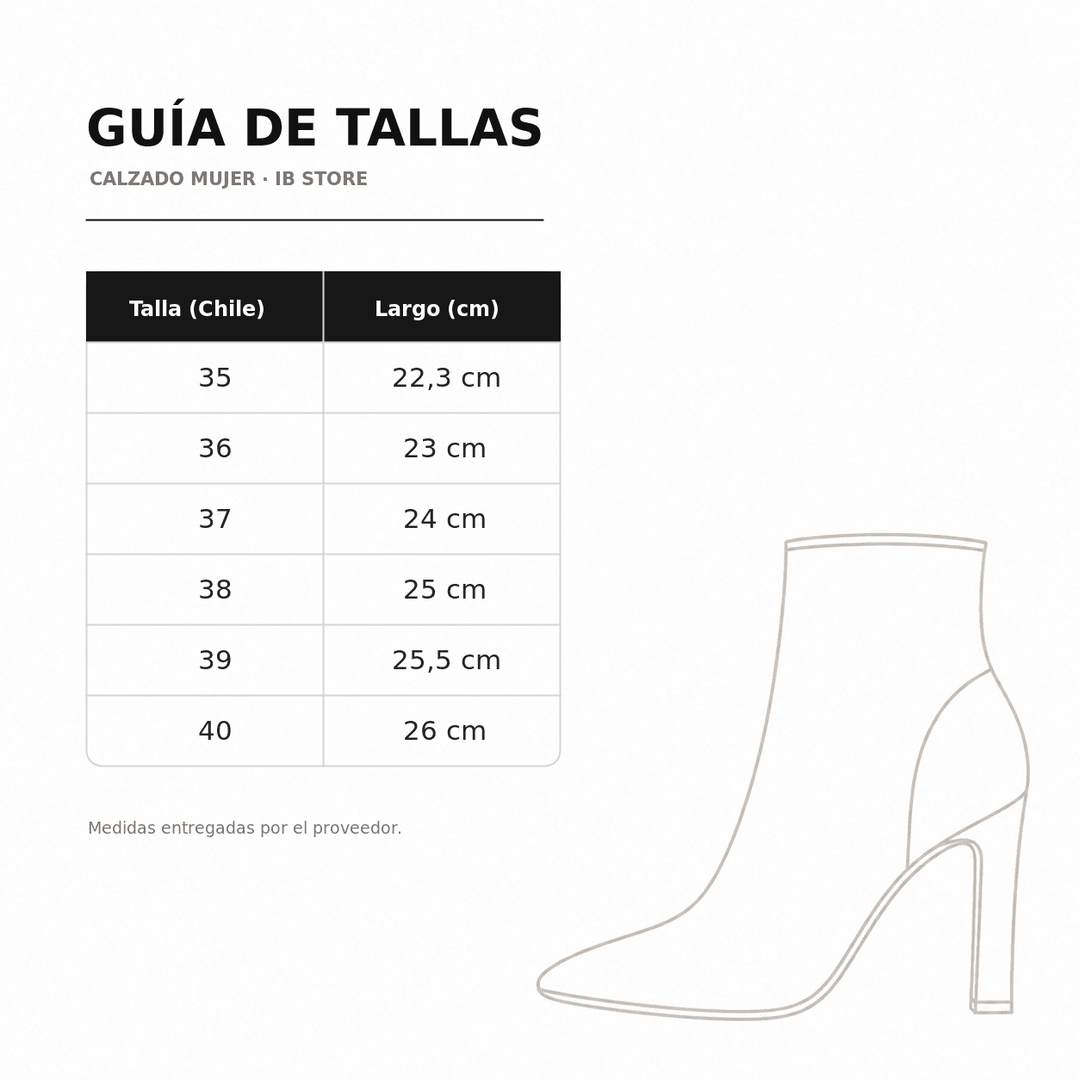 Guía de tallas calzado mujer IB Store