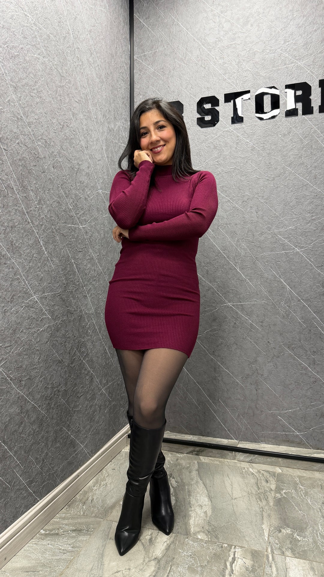 Vestido lanilla burdeo