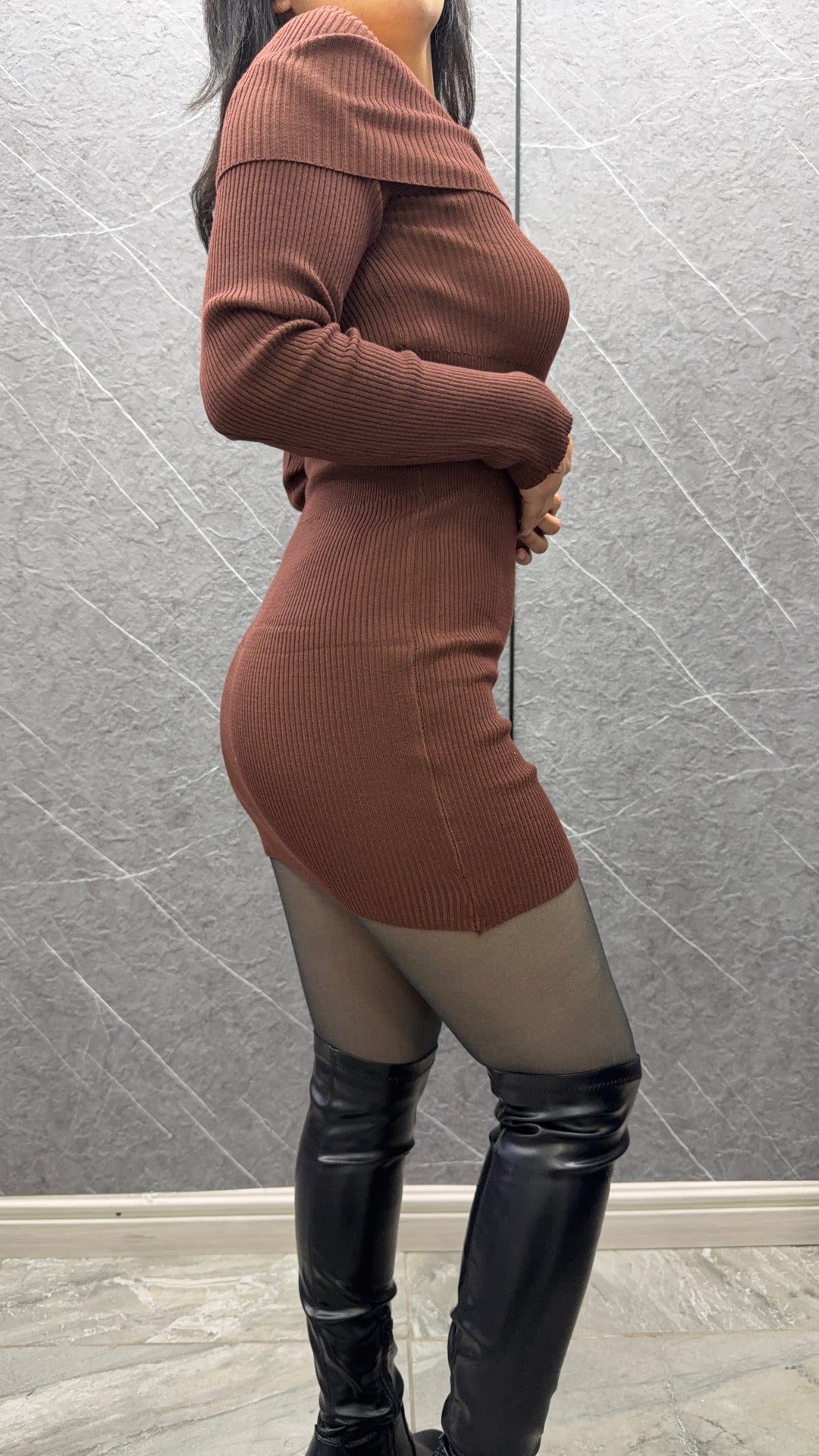 Vestido Bardot Chocolate