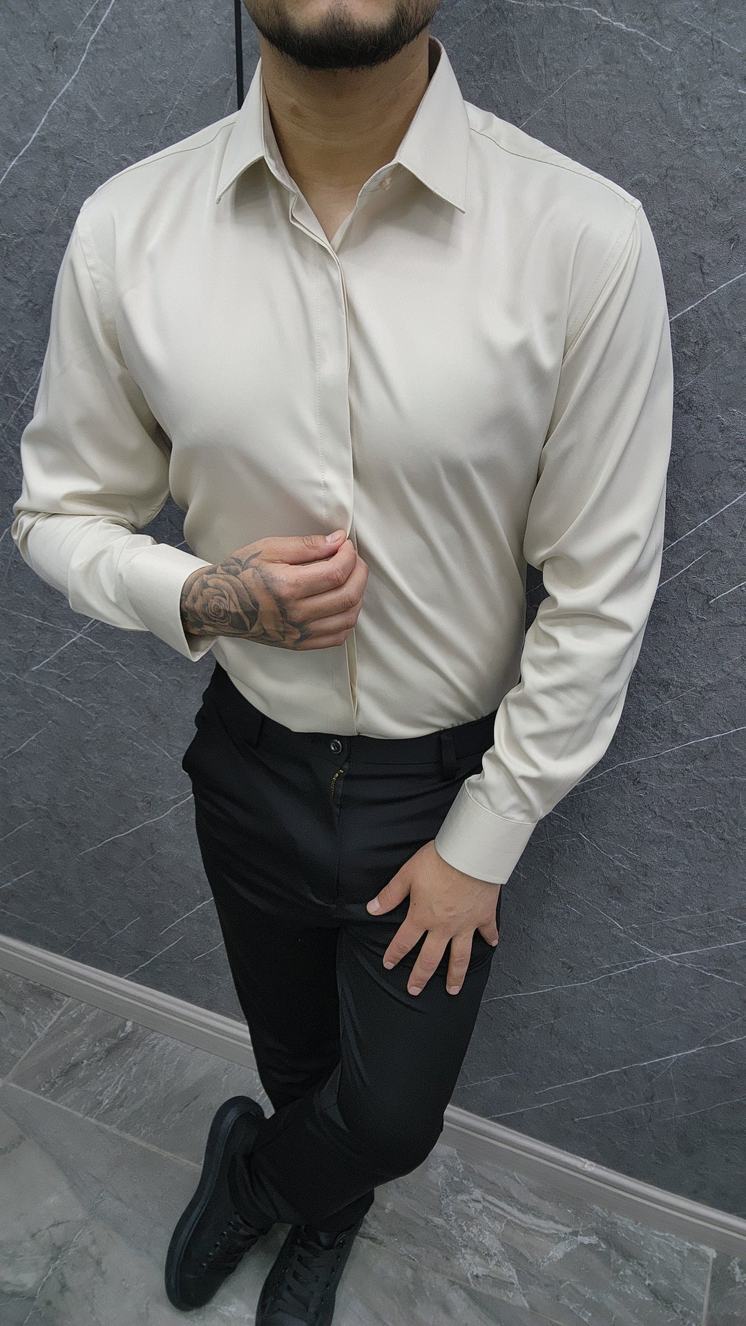 Camisa Satín Beige ibstore