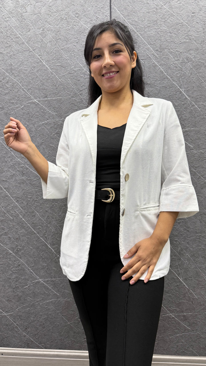 Blazer Lino blanco