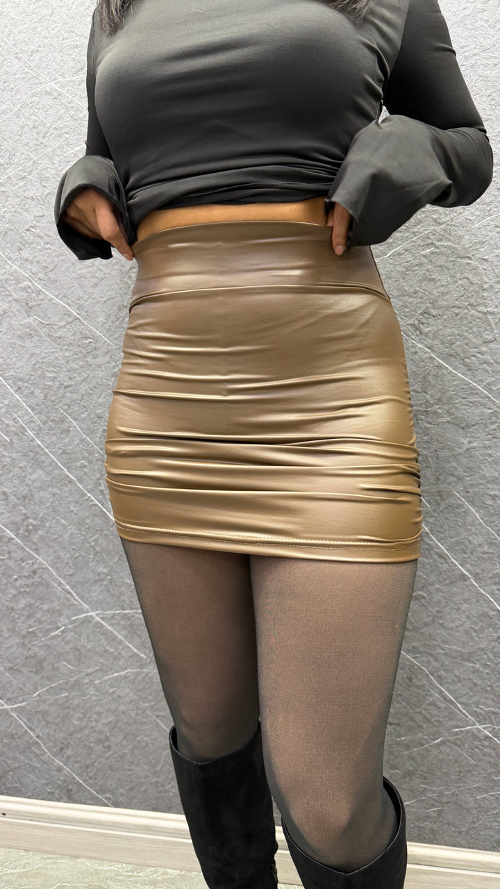 Falda Lua eco cuero café ibstore