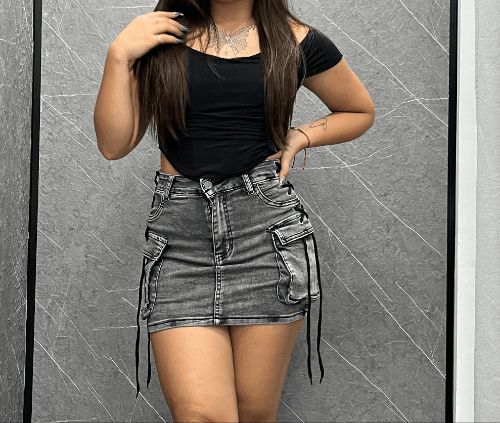 Falda Trenzada Gris 055-2 ibstore