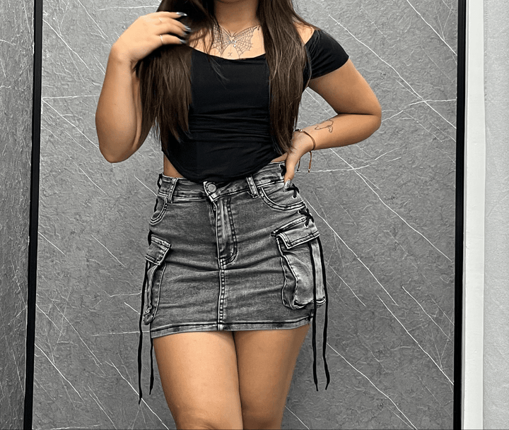 Falda Trenzada Gris 055-2 ibstore