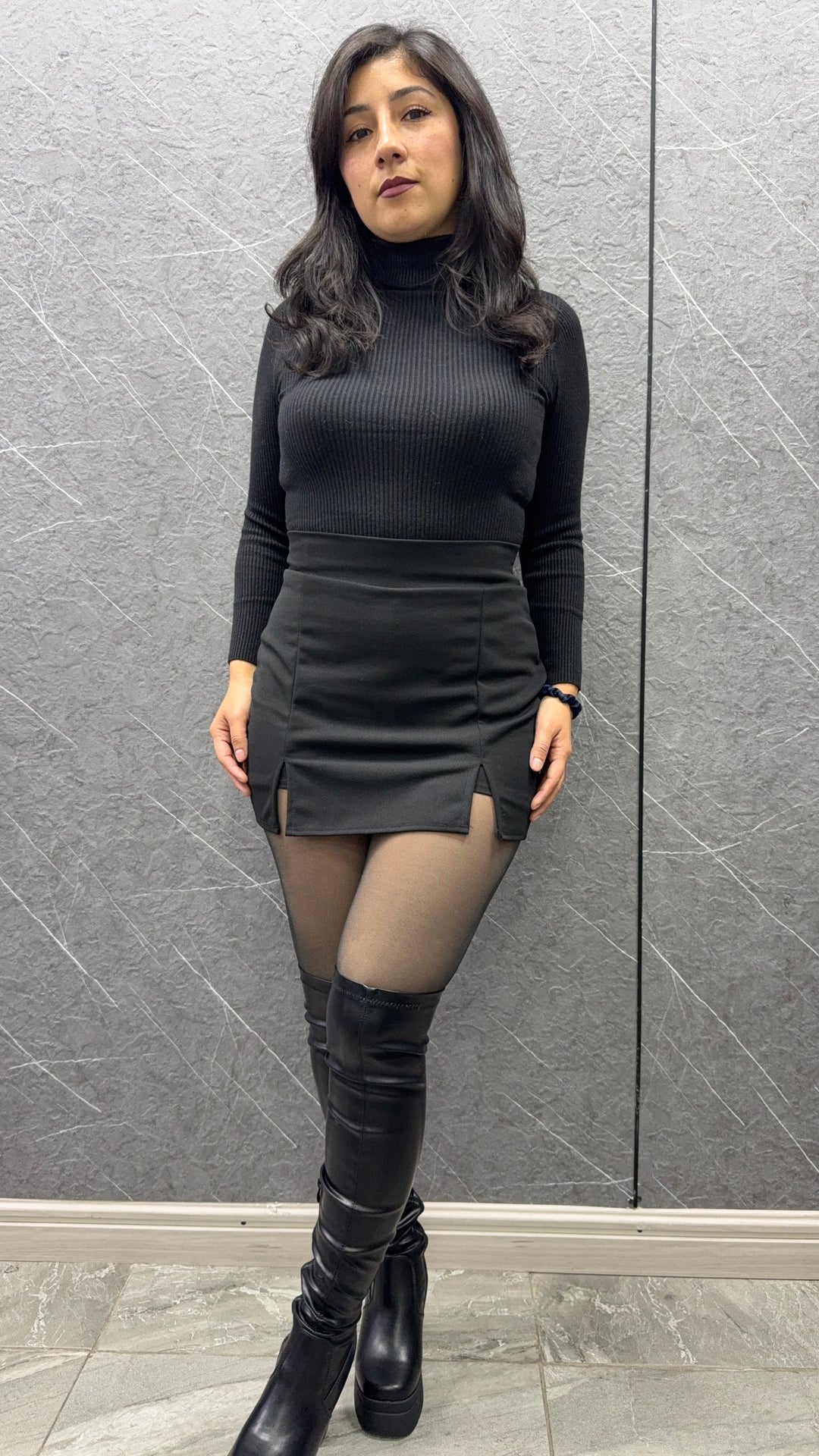 Falda doble abertura Negra mujer