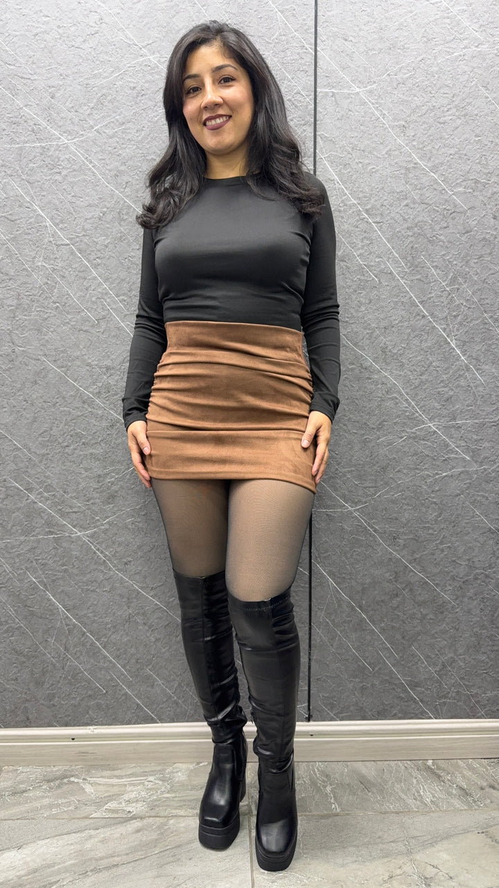 Falda gamuza Lua Chocolate mujer