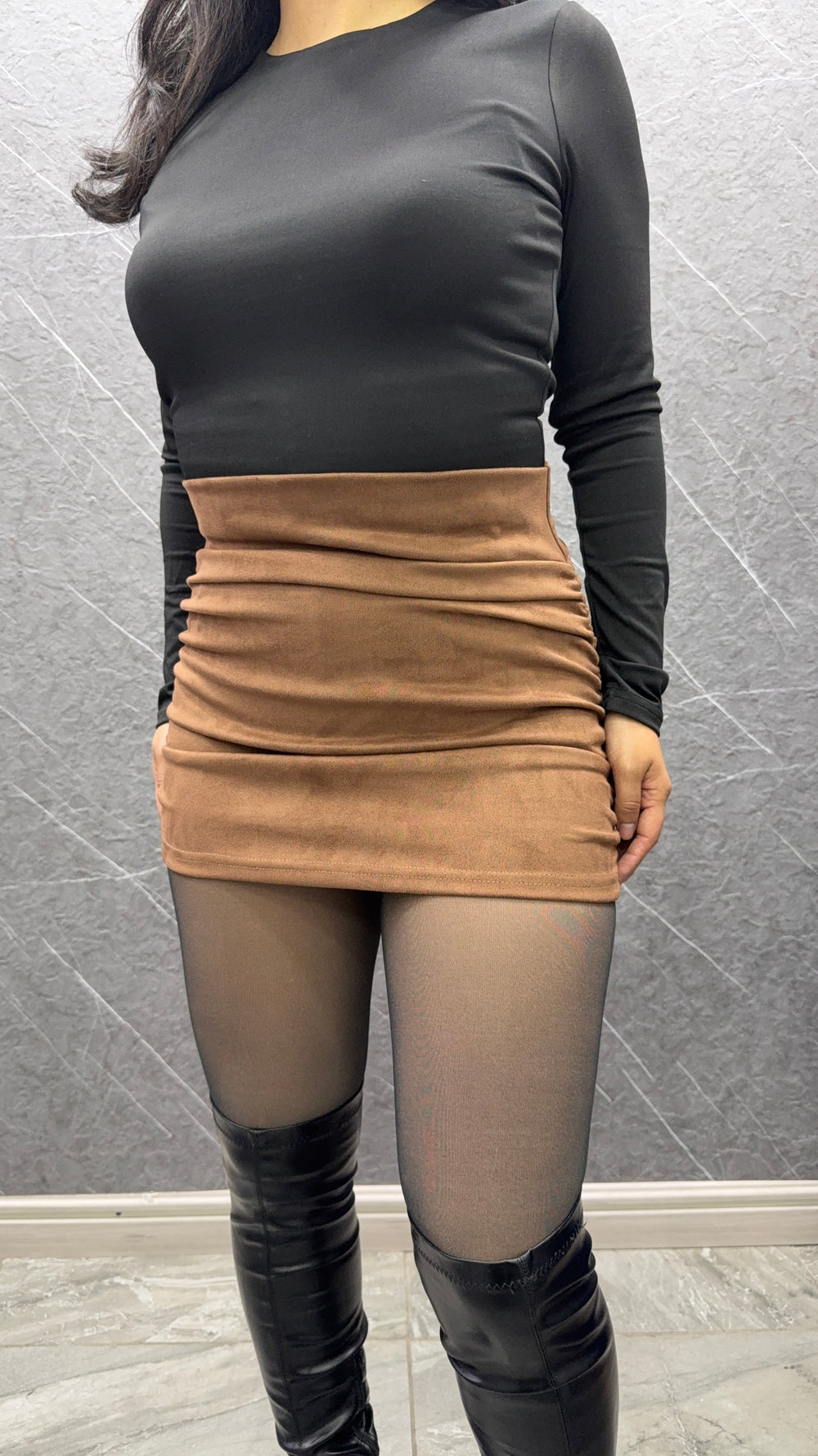 Falda gamuza Lua Chocolate mujer