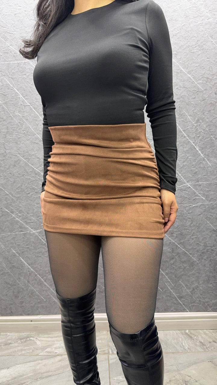 Falda gamuza Lua Chocolate mujer
