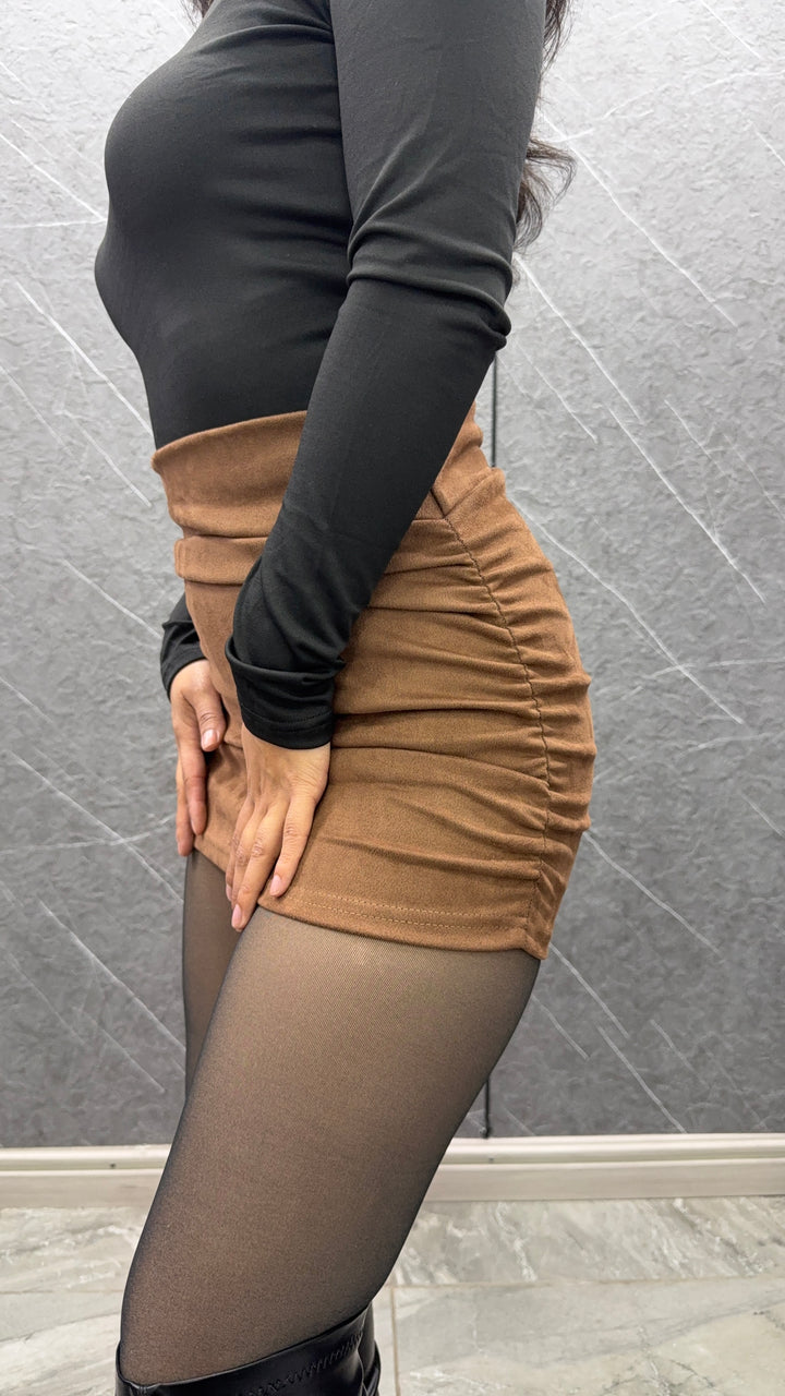Falda gamuza Lua Chocolate mujer