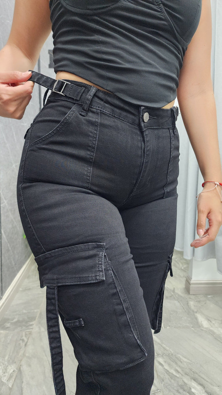 Jeans cargo flare Black 95-5 ibstore