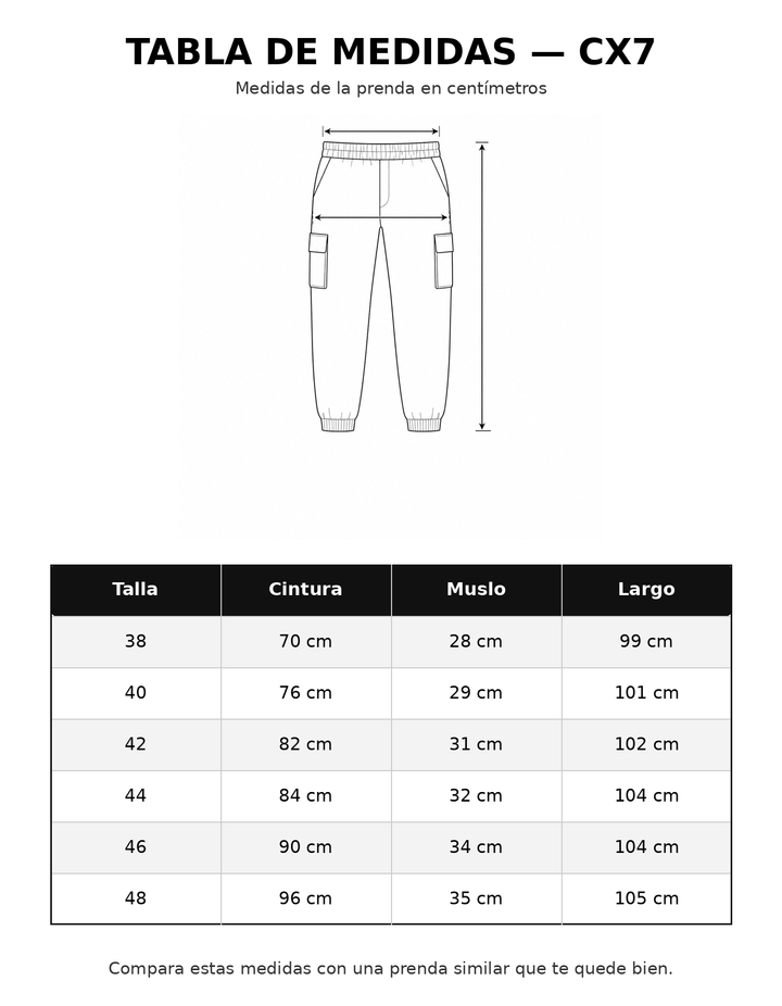 Tabla de medidas CX7 IB STORE HOMBRE