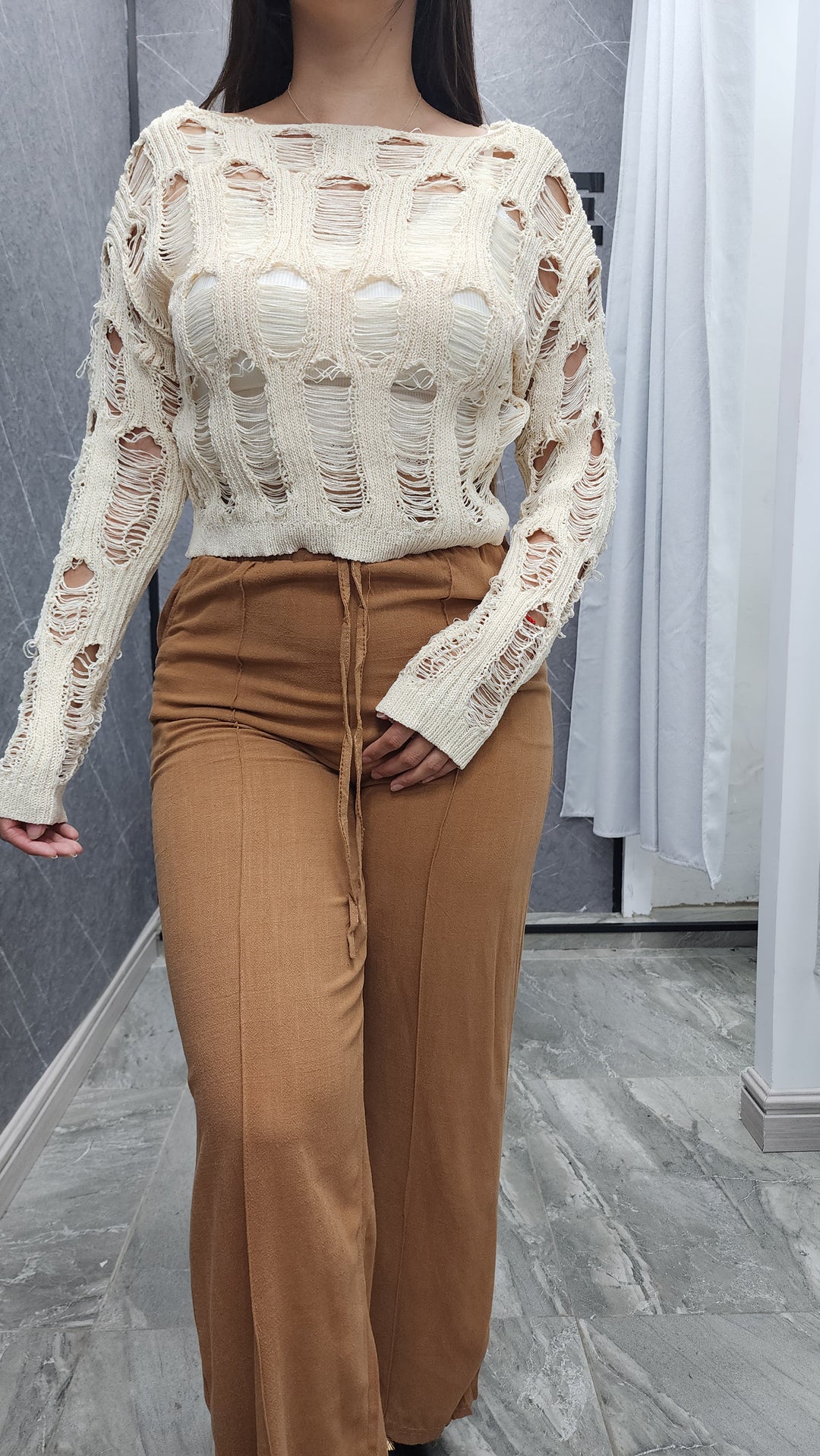 Malla calada Charlotte crema ibstore