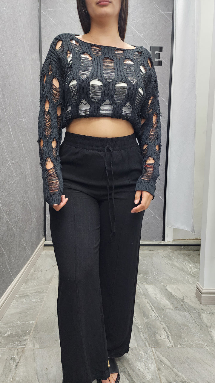 Malla calada Charlotte negra ibstore